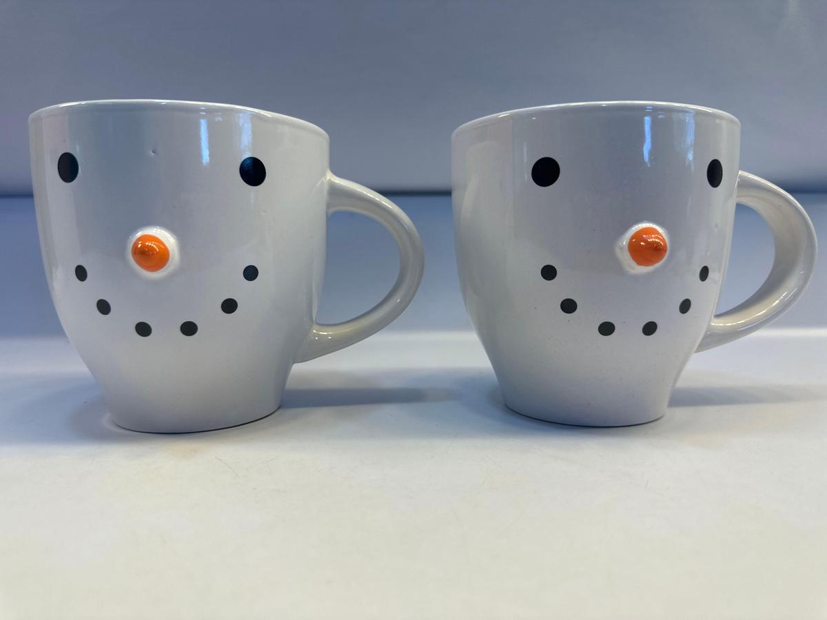 Set of 2 Ceramic Snowman Coffee Mugs