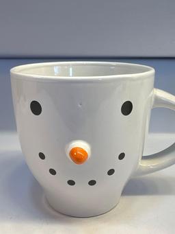 Set of 2 Ceramic Snowman Coffee Mugs