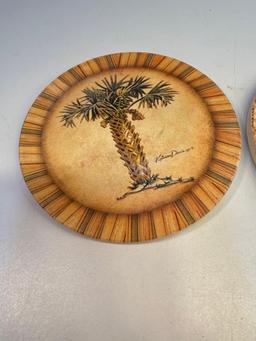 Set of 3 Palm Tree Ceramic Coasters