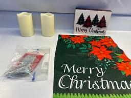 Merry Christmas Garden Flag, 2 LED Flameless Candles,Etc