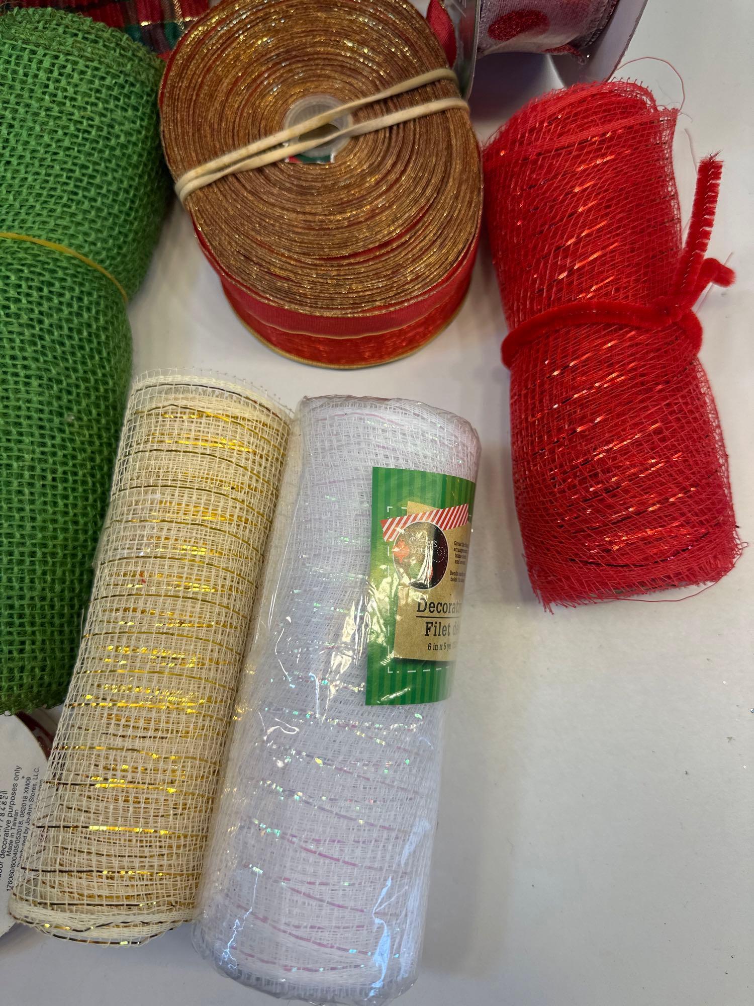 Christmas Wired Ribbon, Decorative Mesh, Bows, Etc