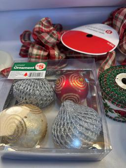 Christmas Wired Ribbon, Ornaments, Bows, Etc