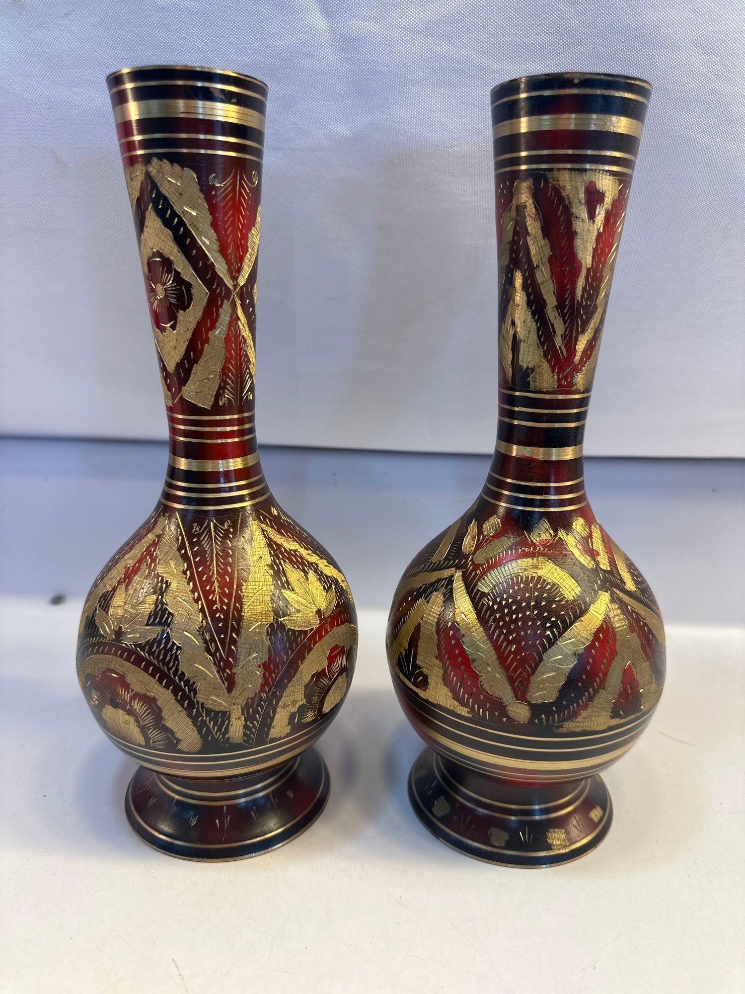 2 Metal Decorative Vases