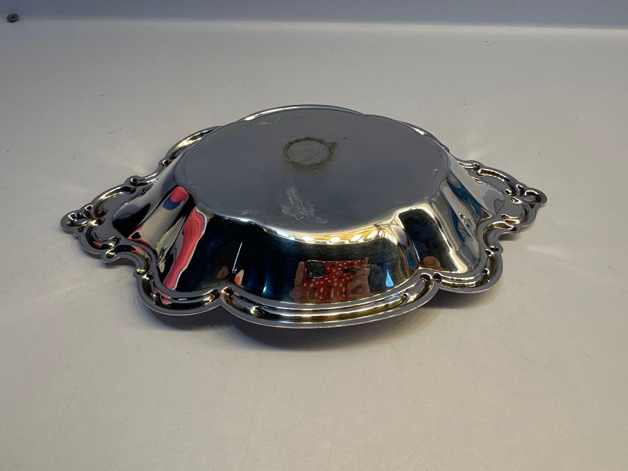 Set of 2 Metal Serving Platters/ 1 Metal Candy Dish