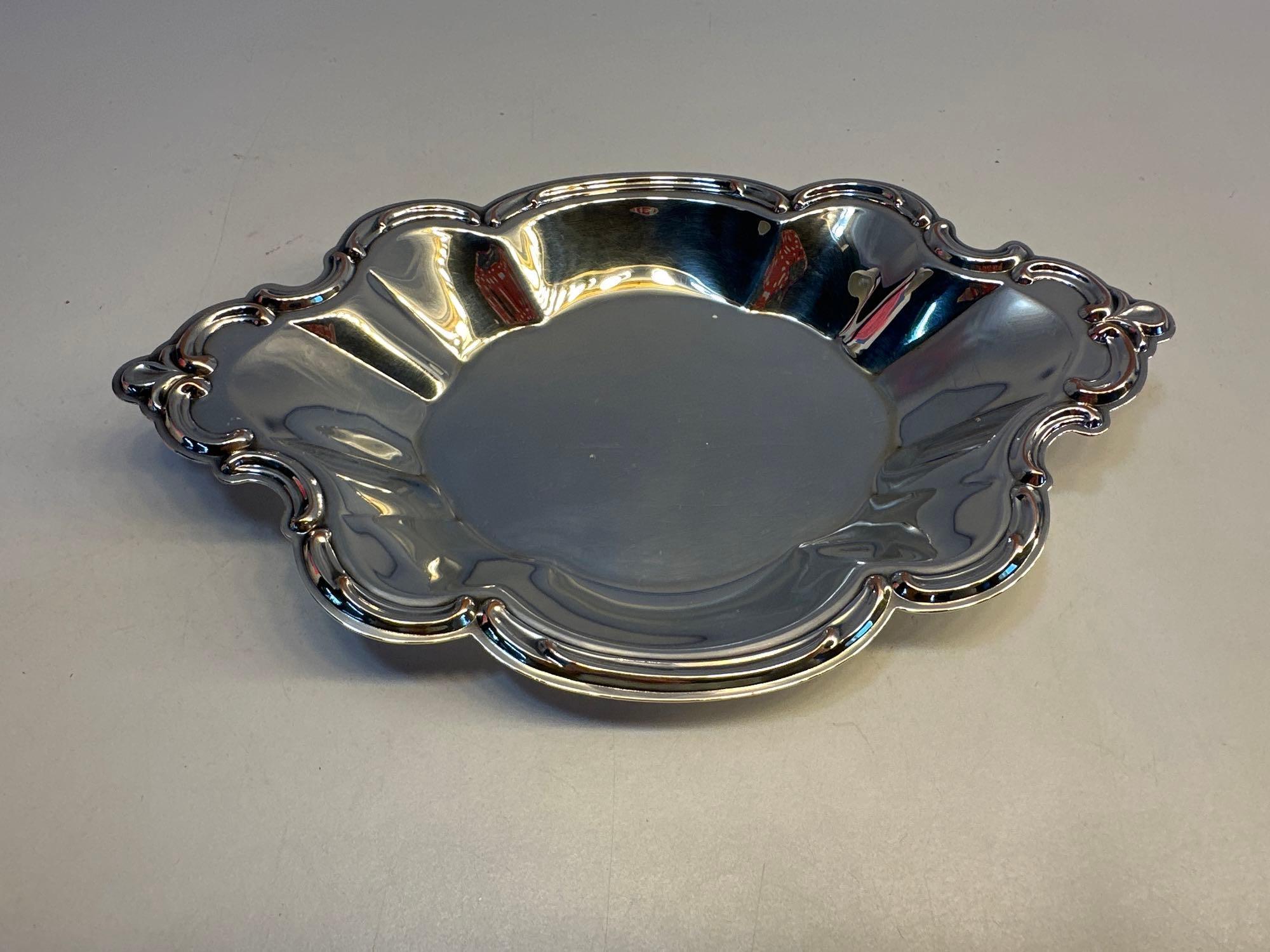 Set of 2 Metal Serving Platters/ 1 Metal Candy Dish