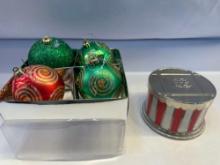 HomeWorx Peppermint Lane Scented Candle Holder/ 4 Decorative Plastic Ornaments