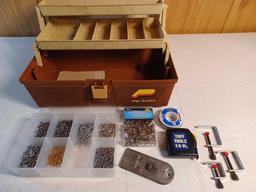 Plano Tackle Box with Tacks, Thumb Tacks, Etc.
