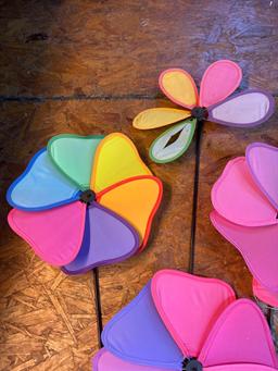 6 Colorful Decor Pinwheels With Plastic Yardsticks