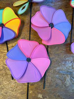 6 Colorful Decor Pinwheels With Plastic Yardsticks