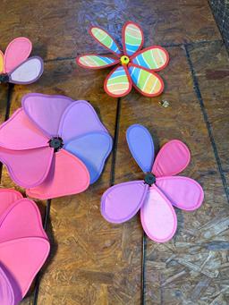 6 Colorful Decor Pinwheels With Plastic Yardsticks