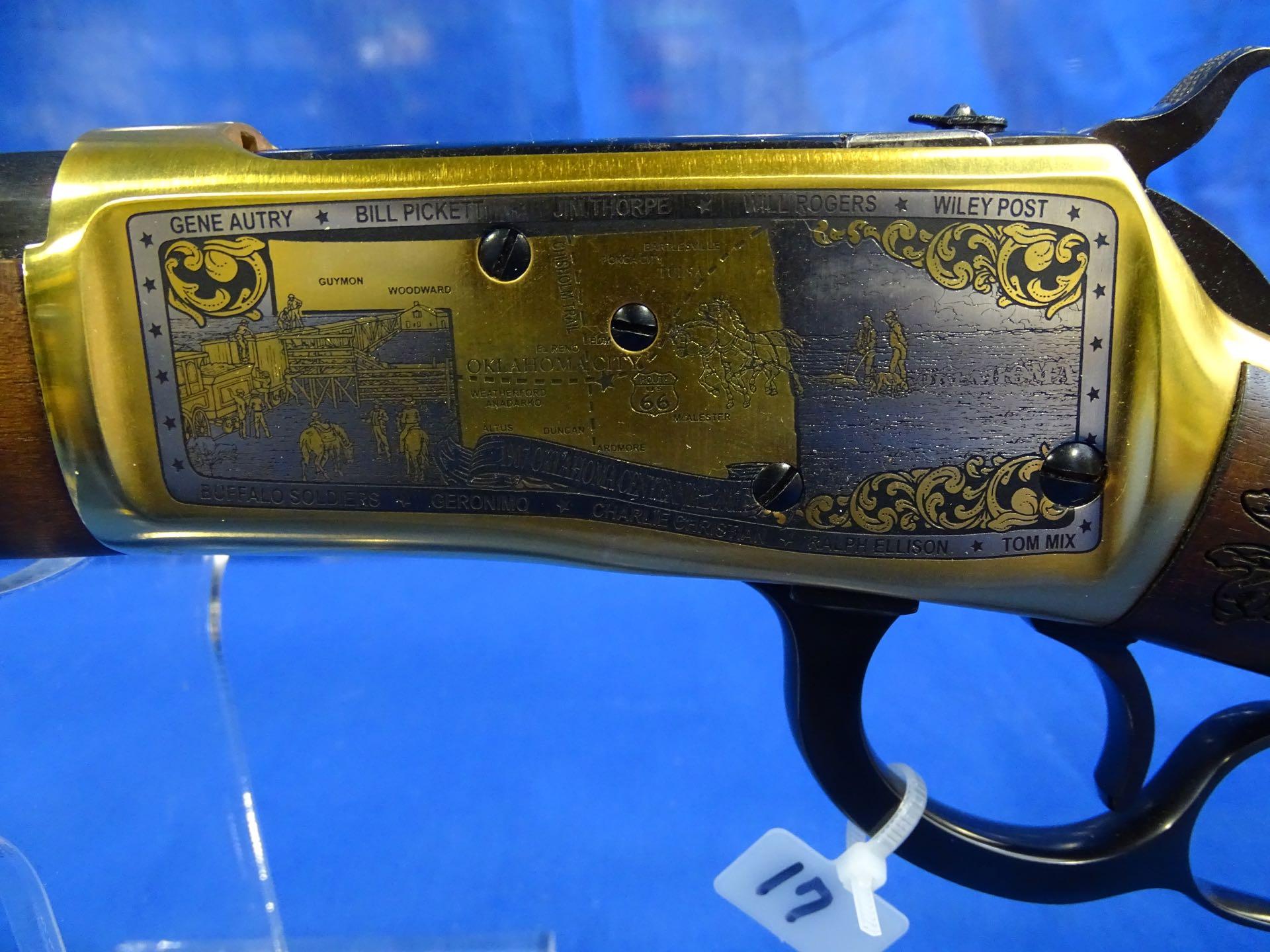 HARTFORD OKLAHOMA CENTENNIAL .45 COLT LEVER ACTION RIFLE W/COMMEMORATIVE CASE & KNIFE S/N# AM185689