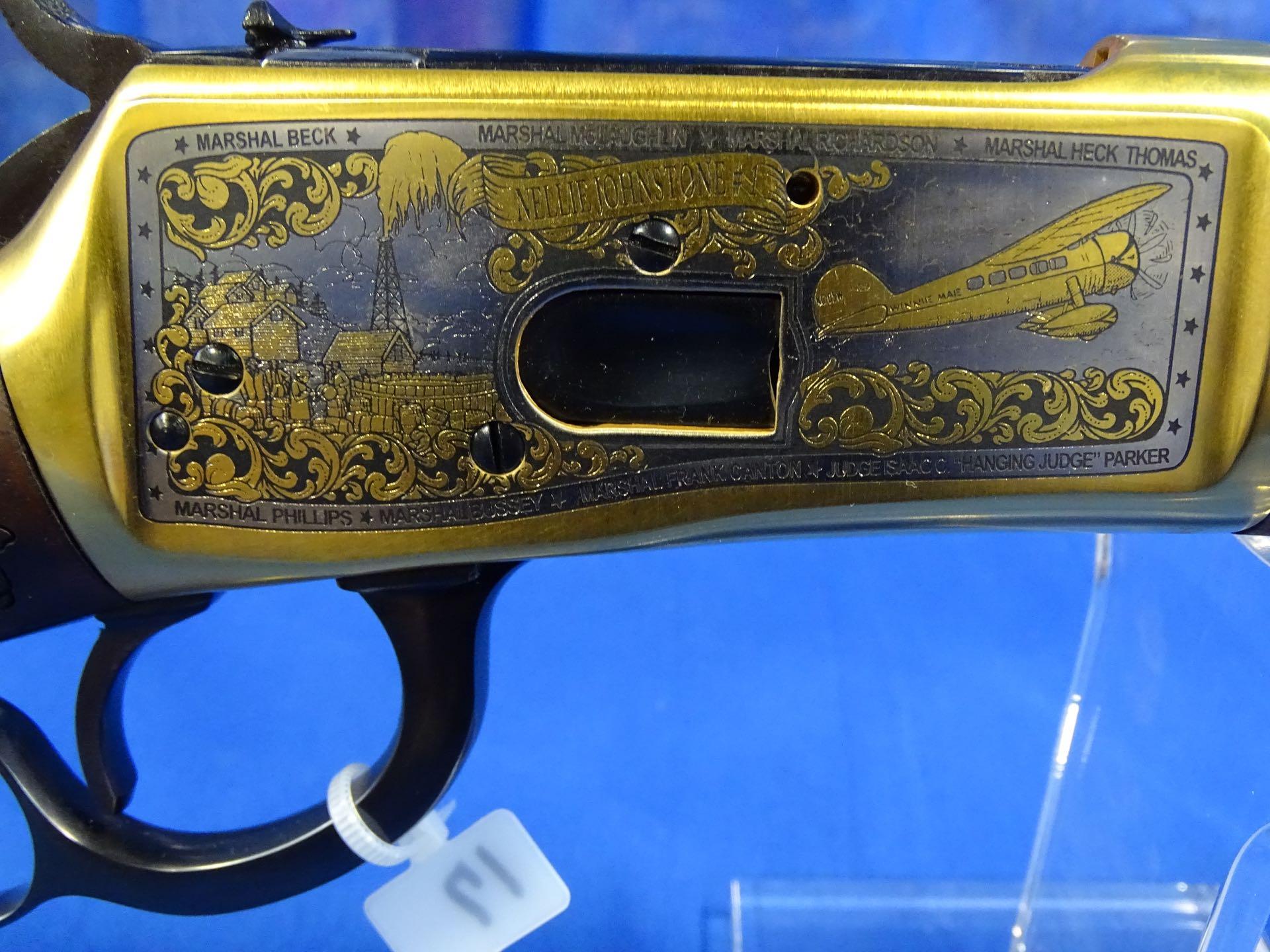 HARTFORD OKLAHOMA CENTENNIAL .45 COLT LEVER ACTION RIFLE W/COMMEMORATIVE CASE & KNIFE S/N# AM185689