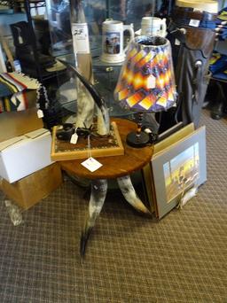 HORN LAMP, HORN TABLE & SOUTHWEST LAMP (X3)