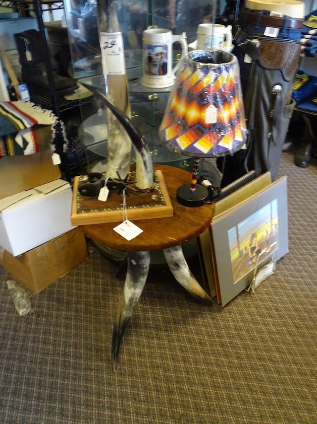 HORN LAMP, HORN TABLE & SOUTHWEST LAMP (X3)