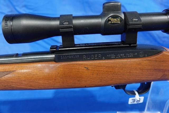 RUGER .22 LR SEMI-AUTO MOD. 10/22 CARBINE W/BSA .22 SPECIAL SCOPE 3-9X32 S/N: 111-28136