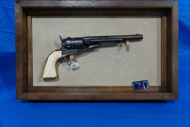 COLT RICHARDS CONVERSION 44 CAL REVOLVER 6-SHOT W/IVORY GRIP & SHADOW BOX MFG: 1876 S/N: 199693