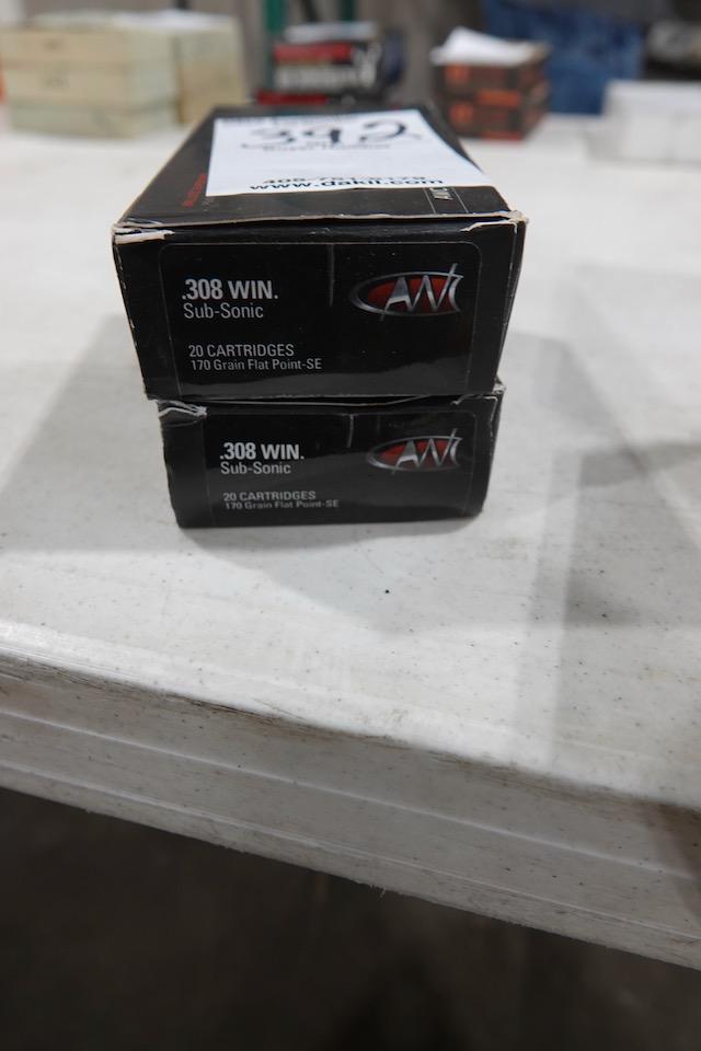 AWC .308 WIN SUB SONIC 170GR FLAT POINT-SE 20 PER BOX (X2)