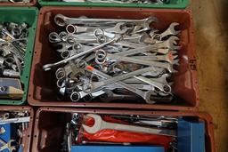 TUBS OF ASSORTED WRENCHES & SOCKETS (X3)