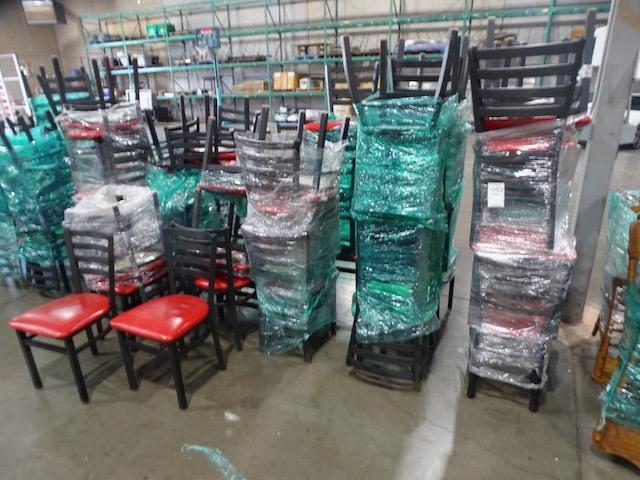 DINING CHAIRS LADDER BACK RED SEAT (X88)