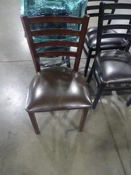 DINING CHAIRS LADDER BACK BROWN SEAT (X8)