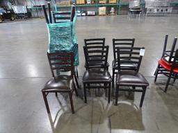 DINING CHAIRS LADDER BACK BROWN SEAT (X8)