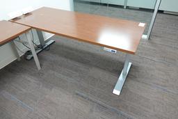 OFFICE COMBO W/ADJUSTABLE HEIGHT DESK, KEYBOARD TABLE, CREDENZA & DRY ERASE BOARD