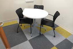 TEARDROP SHAPED TABLE W/3 CHAIRS X1