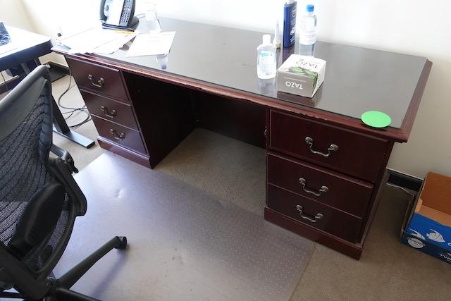 DESK, CREDENZA & FILE CABINET X1