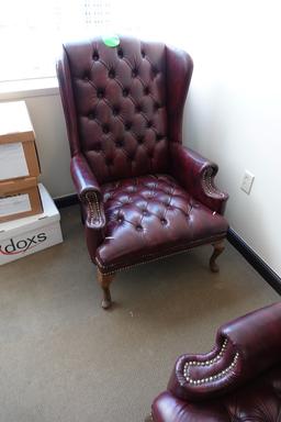 LEATHER WINGBACK CHAIRS (X2)