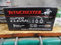 WINCHESTER SUPER CLEAN 9MM LUGER 90GR ZINC CORE FMJ LEAD FREE TARGET 50/BOX (X3)