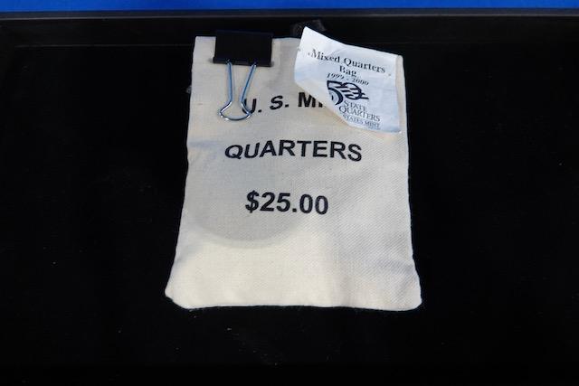 UNCIRCULATED 1999-2000 MIXED QUARTERS, BAG U.S MINT QUARTERS $25 BAG
