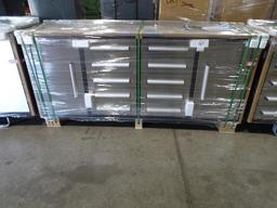 NEW CHERRY INDUSTRIAL S/S 7' WORK BENCH W/10 DRAWERS & 2 CABINETS 87X23X39" DRAWERS