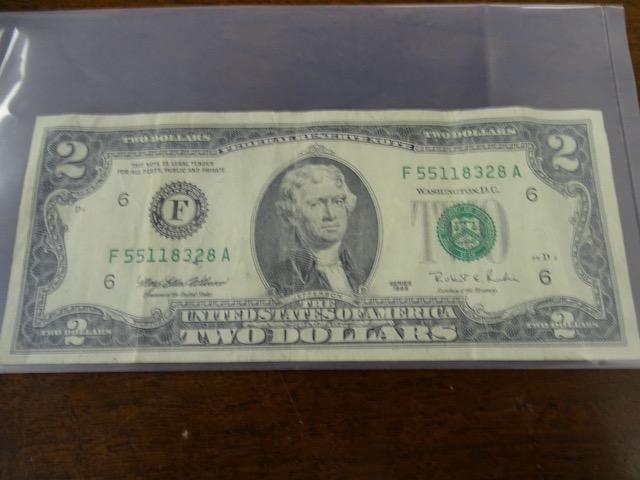 1 $2 DOLLAR BILL