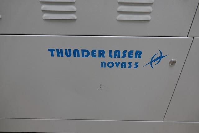 LAZER CUTER W/WATER FLOW SYSTEM THUNDER LASER NOVA 35 100-WATT W/ EXHAUST SYSTEM