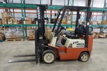 NISSAN OPTIMUM 40 PROPANE FORKLIFT, HOURS: 8069, 4K LB CAPACITY