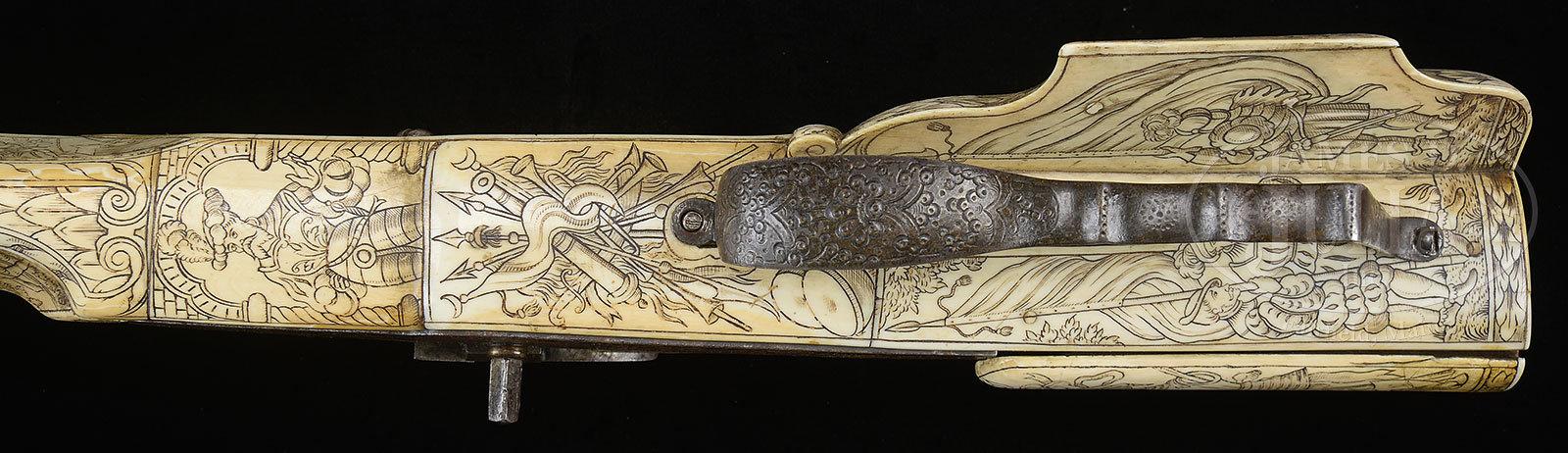 EXTRAORDINARY GERMAN WHEELOCK SPORTING RIFLE WITH CHISELED LOCK AND