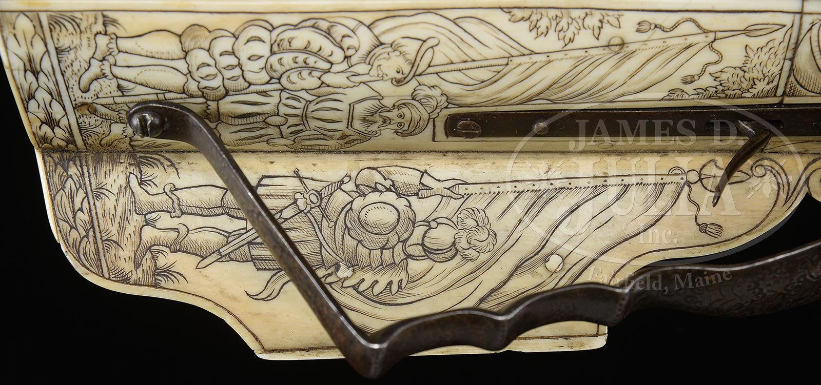 EXTRAORDINARY GERMAN WHEELOCK SPORTING RIFLE WITH CHISELED LOCK AND