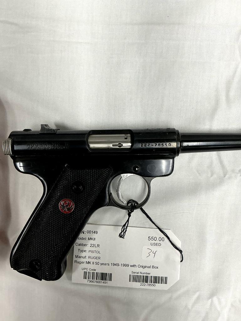 Ruger MKII .22LR Pistol, 50 Years 1949-1999 with original Box, SN-222-78550