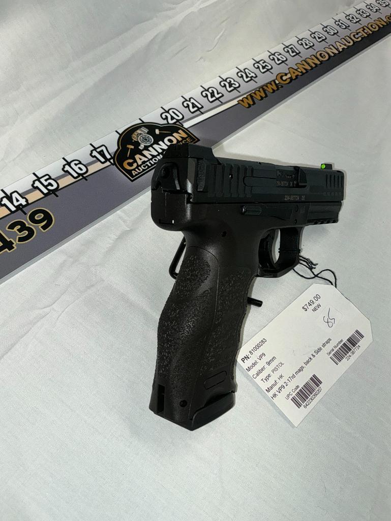 HK VP9, 9MM Pistol, 2 - 17 rd Mags, Back and Side Straps, New, SN-224-387724