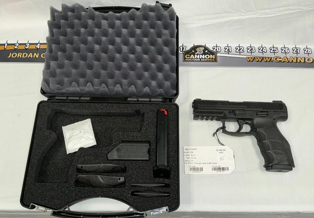 HK VP9, 9MM Pistol, 2 - 17 rd Mags, Back and Side Straps, New, SN-224-387724