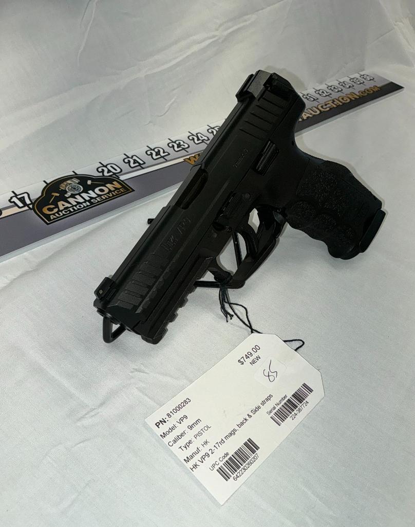 HK VP9, 9MM Pistol, 2 - 17 rd Mags, Back and Side Straps, New, SN-224-387724
