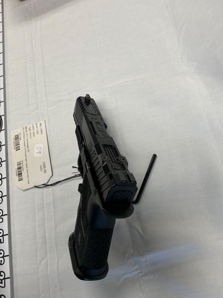ZEV Technologies Inc, 0Z9C, 9MM, Elite Compact. 15 Round, Night Sights, Used, SN- ZC03589