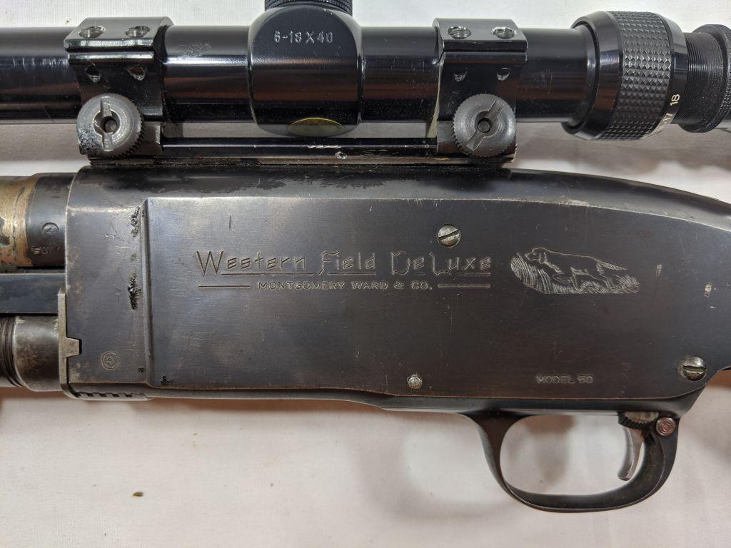 CUSTOM STILL-BOARD WESTERN FIELD MOD. 50 HEAVY BARREL W/TASCO SCOPE 39" BARREL