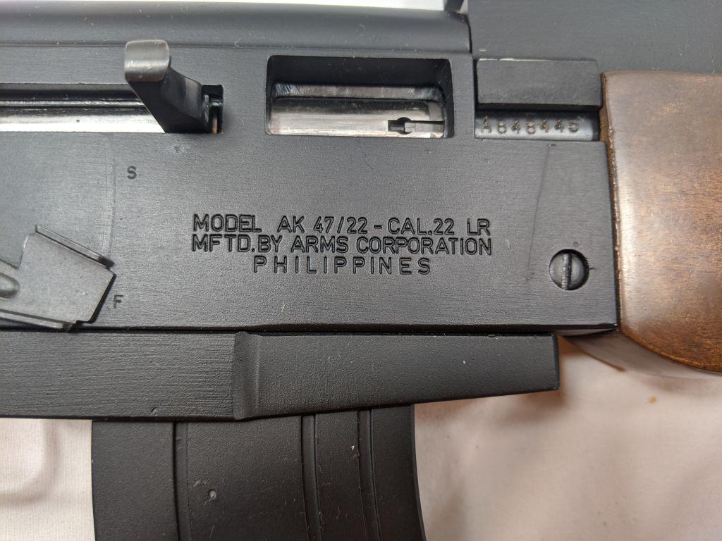 ARMS CORP. IN THE PHILIPINES MOD. AK47-22 22LR SEMI-AUTO DAMAGED FRONT SIGHT