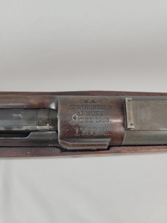 Springfield M1903 Springfield manufactured M1903 rifle, chambered in 30-06, wooden stock and blued b