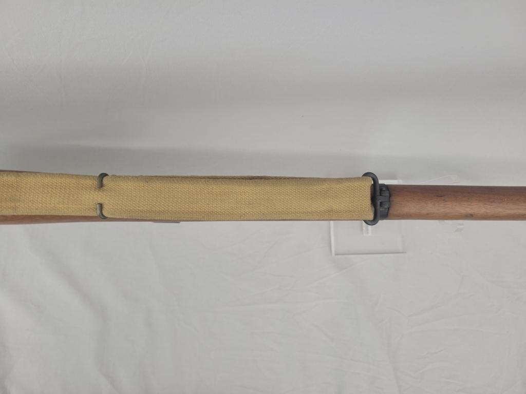 Enfield Rifle Enfield rifle, unknown manufacturer, chambered in .303. Wooden stock and blued barrel