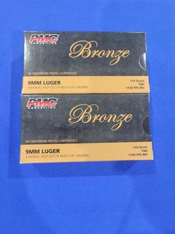 100 Rounds of PMC Bronze 9mm Ammo