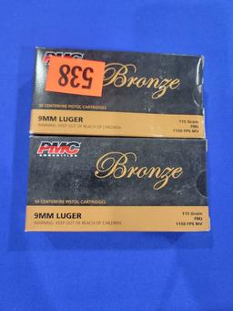 100 Rounds of PMC Bronze 9mm Ammo