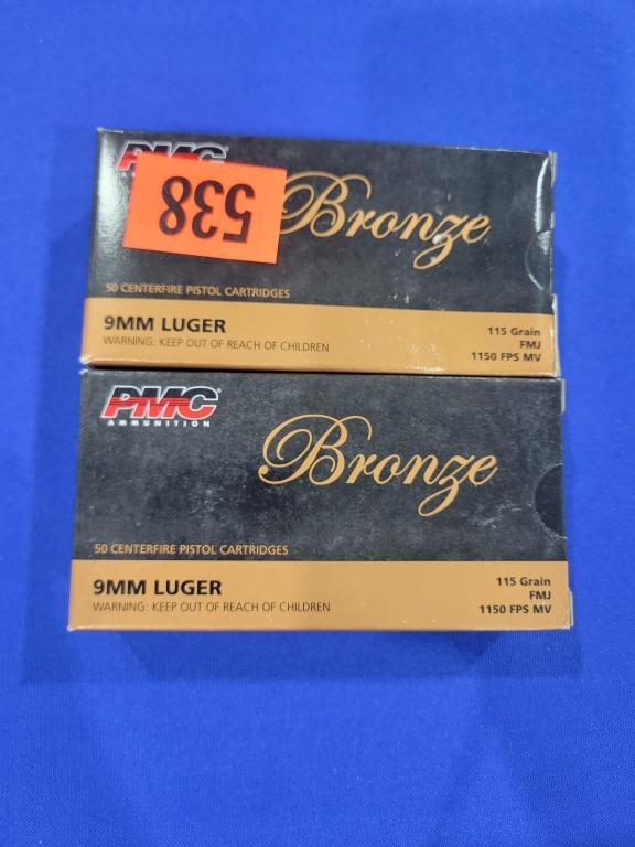 100 Rounds of PMC Bronze 9mm Ammo