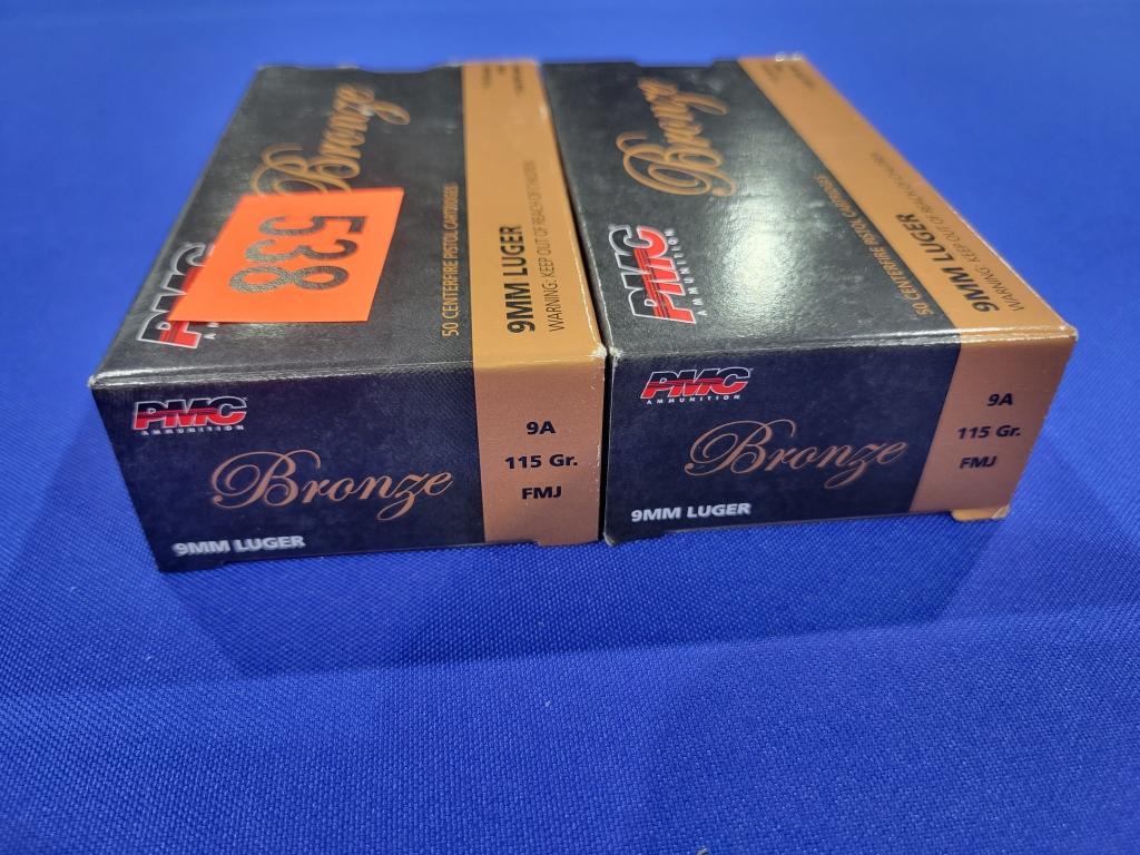 100 Rounds of PMC Bronze 9mm Ammo